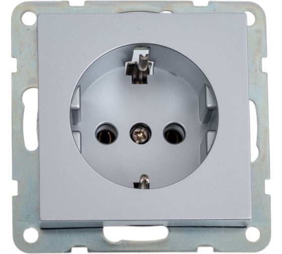 Розетка LK Studio с заземлением, без шторок (серебристый металлик) LK80 843103-1 1