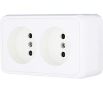 Розетка двойная LK Studio STANDARD открытой установки, без заземляющих контактов, с защитными шторками, белый 813604