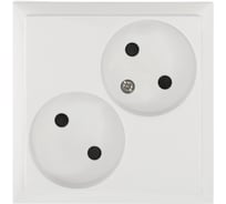 Розетка двойная LK Studio LK60 без заземляющего контакта, со шторками, белый 863604-1