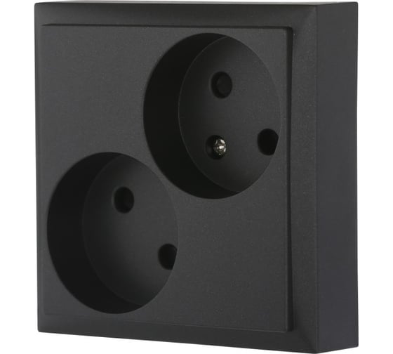 Розетка двойная LK Studio LK80 без заземляющего контакта, со шторками, черный бархат 843608-1