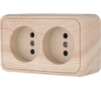 Розетка двойная LK Studio STANDARD открытой установки, без заземляющих контактов, с защитными шторками, сосна 813625