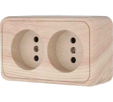 Розетка двойная LK Studio STANDARD открытой установки, без заземляющих контактов, с защитными шторками, сосна 813625
