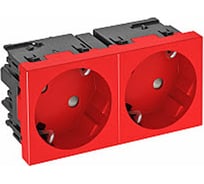 Розетка силовая двойная OBO Bettermann 33 2x2К+З, Modul45connect, со шторками, 16А, 250В, красная (актуальный аналог = 6120489) 6120488