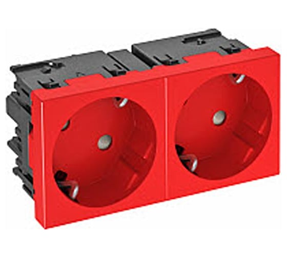 Розетка силовая двойная OBO Bettermann 33 2x2К+З, Modul45connect, со шторками, 16А, 250В, красная (актуальный аналог = 6120489) 6120488