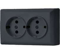 Розетка Vesta Electric Mega Grafit двойная с заземлением F00050203GRA