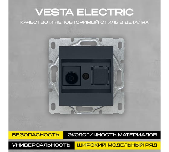 Розетка Vesta Electric Roma GRAFIT для TV без рамки FRZ00010132GRA