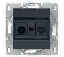 Розетка Metronex Electric Roma Grafit для сетевого кабеля LAN + TV без рамки FRZ00010134GRA