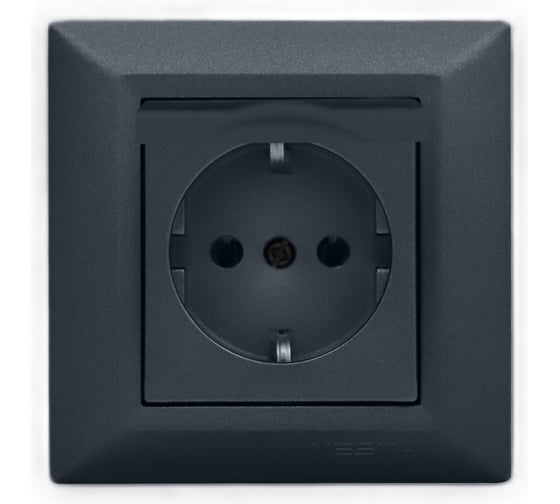 Розетка Vesta Electric Roma GRAFIT одинарная с заземлением с крышкой FRZ00010103GRA 1