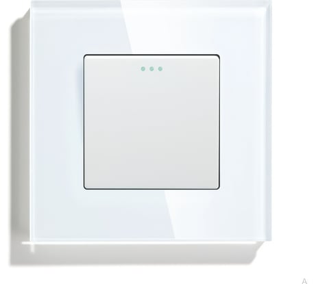 Выключатель Vell белый, одноклавишный, 1 пост, стеклянная рамка 1369729