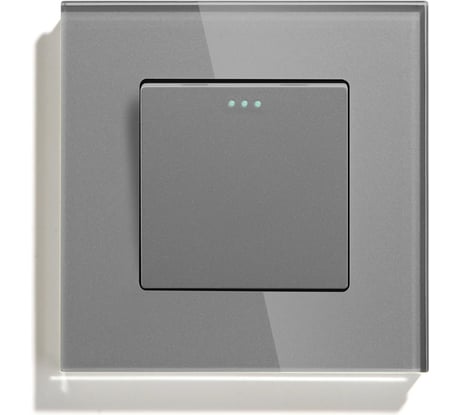 Выключатель Vell серый, одноклавишный, 1 пост, стеклянная рамка 1369732