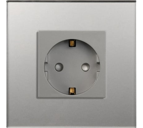 Розетка Vell серая, электрическая, 1 пост, стеклянная рамка 1369743