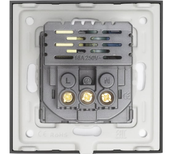 Розетка Vell электрическая, черная, 1 пост, USB-A, USB-C, быстрая зарядка, стеклянная рамка 1369765