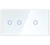 Сенсорный выключатель Vell белый, 2 поста, 2 кнопки + 1 кнопка, стекло 1369788