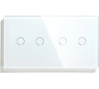 Сенсорный выключатель Vell белый, 2 поста, 2 кнопки + 2 кнопки, стеклянная панель 1369792