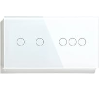 Сенсорный выключатель Vell белый, 2 поста, 2 кнопки + 3 кнопки, стеклянная панель 1369796