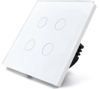 Сенсорный выключатель Vell белый, четырехклавишный, 1 пост, стеклянная рамка 1369780