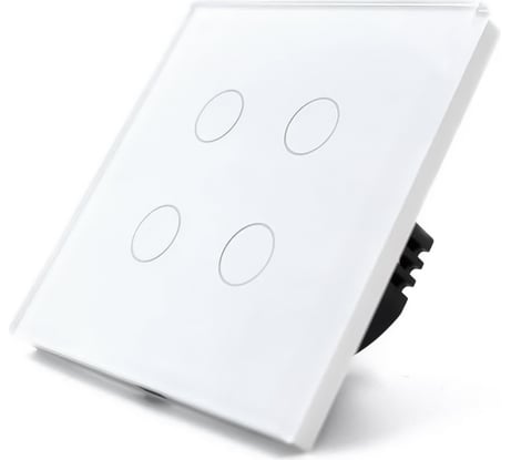 Сенсорный выключатель Vell белый, четырехклавишный, 1 пост, стеклянная панель 1369780