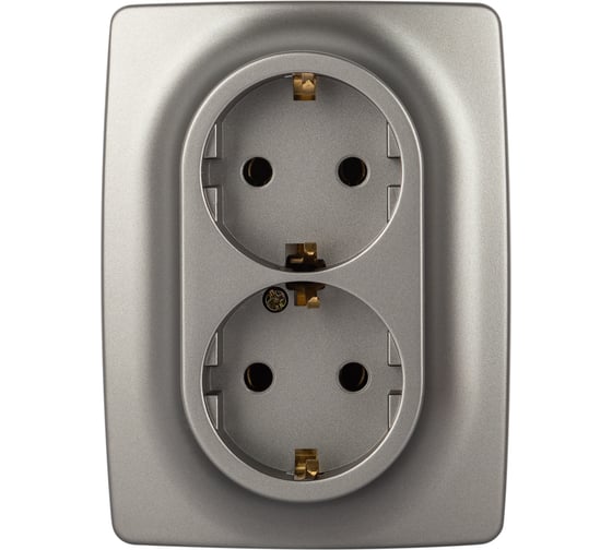 Розетка ЭРА Серия 12 12210616 , 2x2PE Schuko, 16А250В, титан Б0065706 1