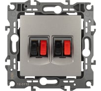 Розетка ЭРА Серия 12 12311216 аудио двойная, титан Б0065674