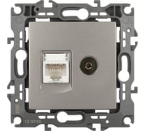 Розетка ЭРА Серия 12 12-3110-16 комбинированная RJ45 TV, титан Б0065646