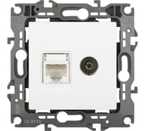 Розетка ЭРА Серия 12 12311001М комбинированная RJ45 TV, белый матовый Б0065691