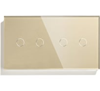 Сенсорный выключатель Vell золотой, 2 поста, 2 кнопки + 2 кнопки, стеклянная панель 1369794