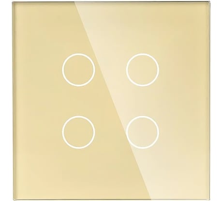 Сенсорный выключатель Vell золотой, четырехклавишный, 1 пост, стеклянная панель 1369782