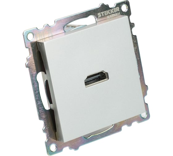 Розетка STEKKER HDMI 2.1, Type A (механизм), GLS00-7118-03, серия Катрин, серебро, 50061