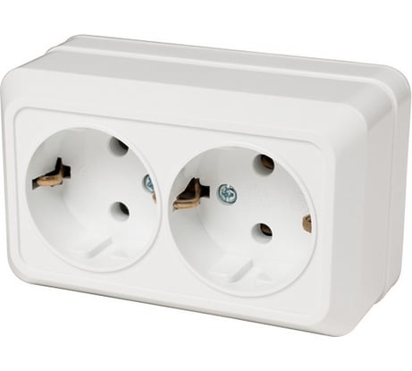 Двойная розетка TANGO с заземлением белый открытой проводки 16А, 250В 3/ 10/ 200 1007263