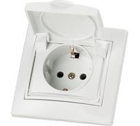 Розетка TANGO скрытой проводки с заземлюящим контатком с крышкой, белый, 16А, 250В IP44 1008842