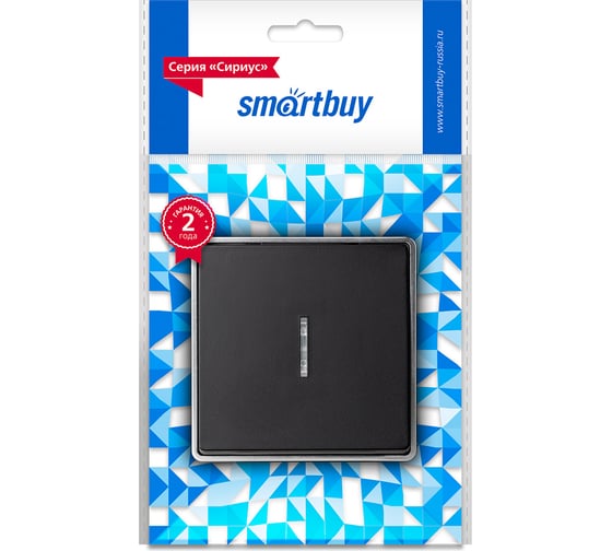 Выключатель 1-клавишный Smartbuy с индикатором 10А черный Сириус SBE-07b-10-SW1-1 1