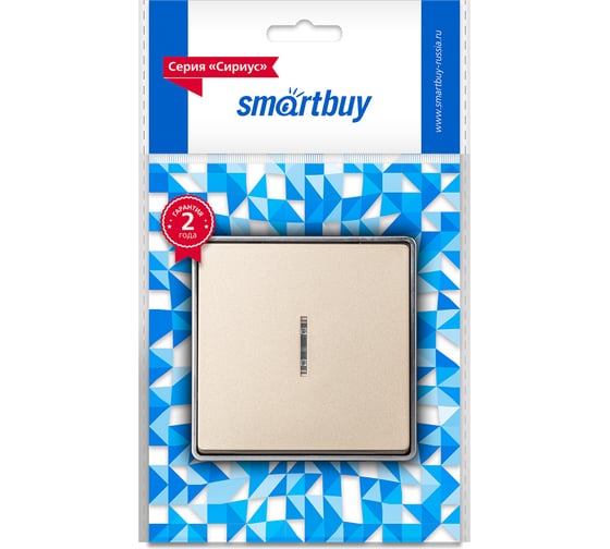 Выключатель 1-клавишный Smartbuy с индикатором 10А шампань Сириус (SBE-07w-10-SW1-1) SBE-07c-10-SW1-1 1