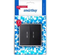 Выключатель 2-клавишный Smartbuy с индикатором 10А черный Сириус SBE-07b-10-SW2-1
