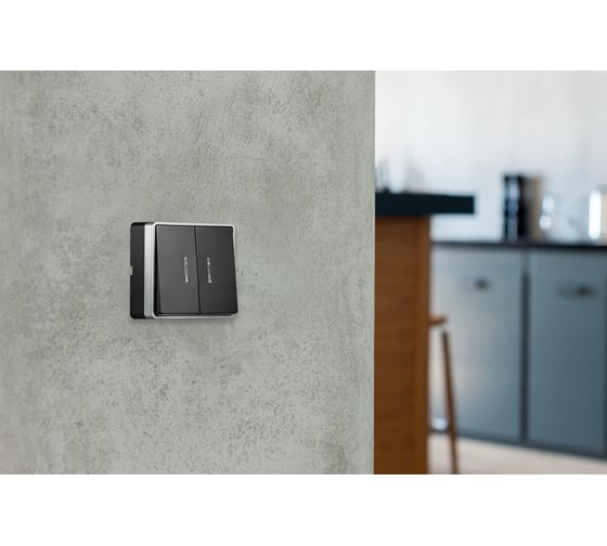 Выключатель 2-клавишный Smartbuy с индикатором 10А черный Сириус SBE-07b-10-SW2-1