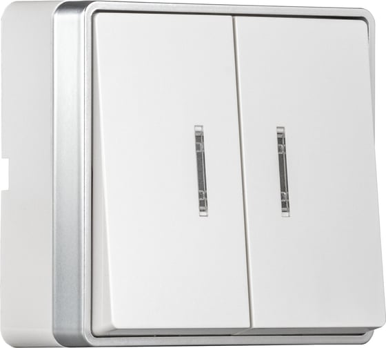 Выключатель 2-клавишный Smartbuy с индикатором 10А белый Сириус SBE-07w-10-SW2-1