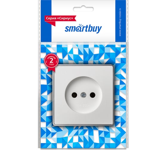 Розетка 1-местная Smartbuy 10А без заземления белая Сириус SBE-07w-10-S1-N