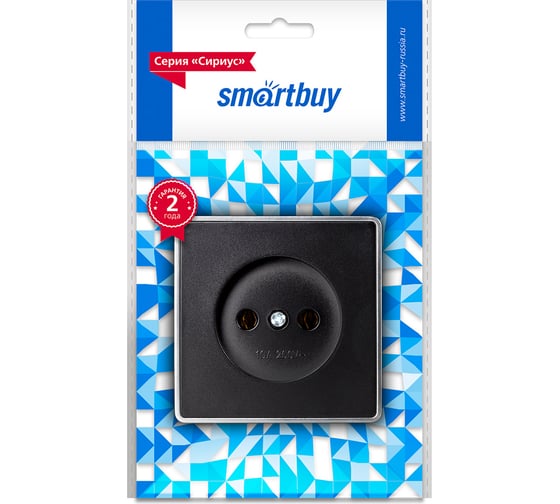 Розетка 1-местная Smartbuy 10А без заземления черная Сириус SBE-07b-10-S1-N