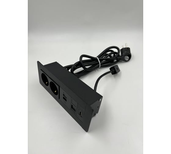 Встраиаемая розетка для столешницы Inrior на 2 EURO USB A+C, RJ45, HDMI, блок розеток скрытой установки LD-04-20-2E-URH