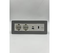 Встраиаемая розетка для столешницы Inrior на 2 EURO USB A+C, RJ45, HDMI, блок розеток скрытой установки LD-04-80-2E-URH