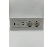 Встраиаемая розетка для столешницы Inrior на 2 EURO USB A+C, RJ45, HDMI, блок розеток скрытой установки LD-04-80-2E-URH LD-04-10-2E-URH