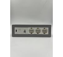 Встраиаемая розетка для столешницы Inrior на 3 EURO, USB A + C, RJ45, HDMI, блок розеток скрытой установки LD-05-80-3E-URH