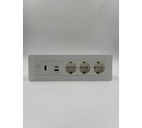 Встраиаемая розетка для столешницы Inrior на 3 EURO, USB A + C, RJ45, HDMI, блок розеток скрытой установки LD-05-10-3E-URH