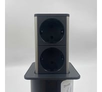Выдвижная розетка Inrior выдвижной встраиваемый блок розеток на 2 EURO розетки, черный, RH-02-20
