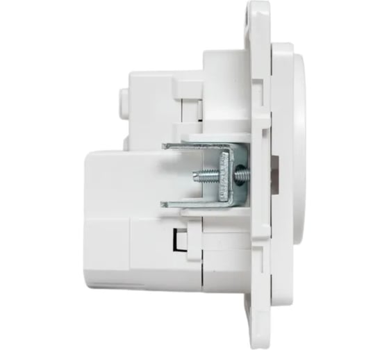 Механизм 1-местной розетки EKF Стокгольм с заземлением, USB 2A, 16А, винтовые клеммы, белый, с защитными шторками EYR16-2USB-typeA