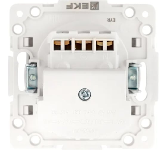 Механизм 1-местной розетки EKF Стокгольм с заземлением, USB 2A, 16А, винтовые клеммы, белый, с защитными шторками EYR16-2USB-typeA