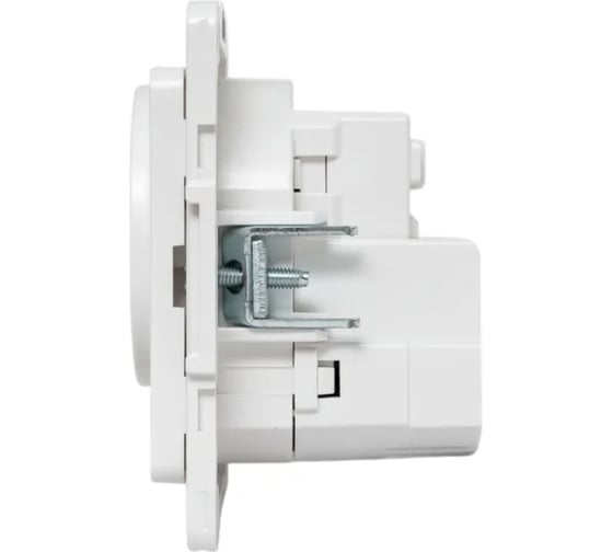 Механизм 1-местной розетки EKF Стокгольм с заземлением, USB 2A, 16А, винтовые клеммы, белый, с защитными шторками EYR16-2USB-typeA