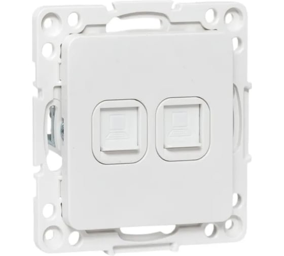 Механизм 2-местной розетки RJ-45 EKF Стокгольм белый EYK02-035-10 1