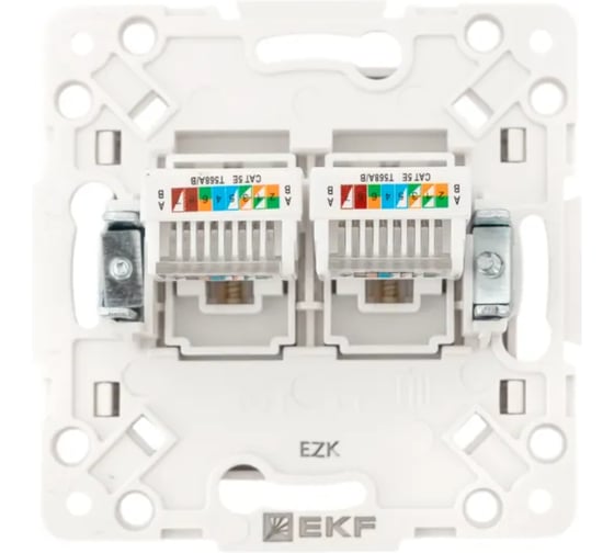 Механизм 2-местной розетки RJ-45 EKF Стокгольм белый EYK02-035-10