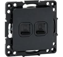 Механизм 2-местной розетки RJ-45 EKF Стокгольм черный EZK02-035-10