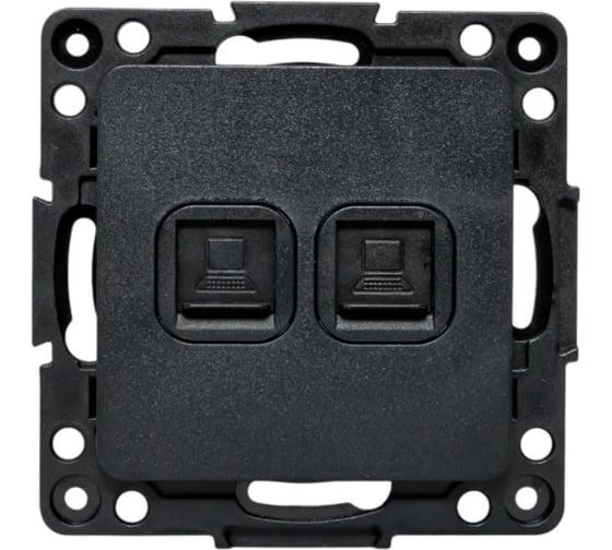 Механизм 2-местной розетки RJ-45 EKF Стокгольм черный EZK02-035-10